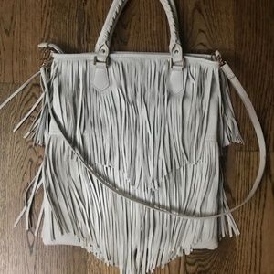 H&M Gray Faux-Leather Fringe/Tassel Purse